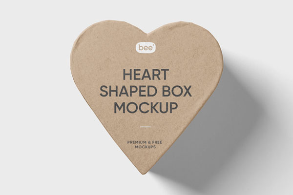 Top View of a Heart Shaped Gift Box Mockup