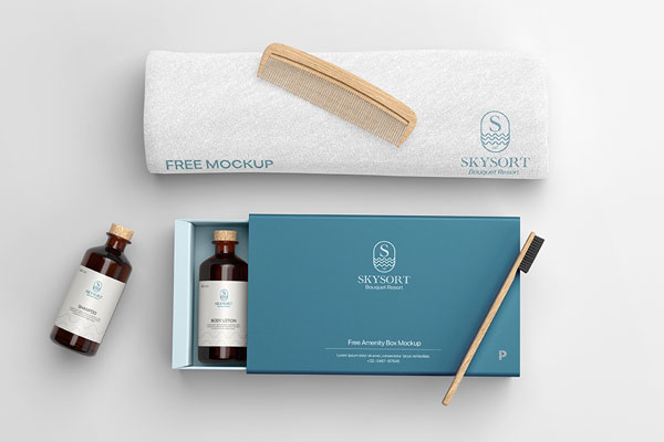 Top View of a Hotel Amenity Box Mockup