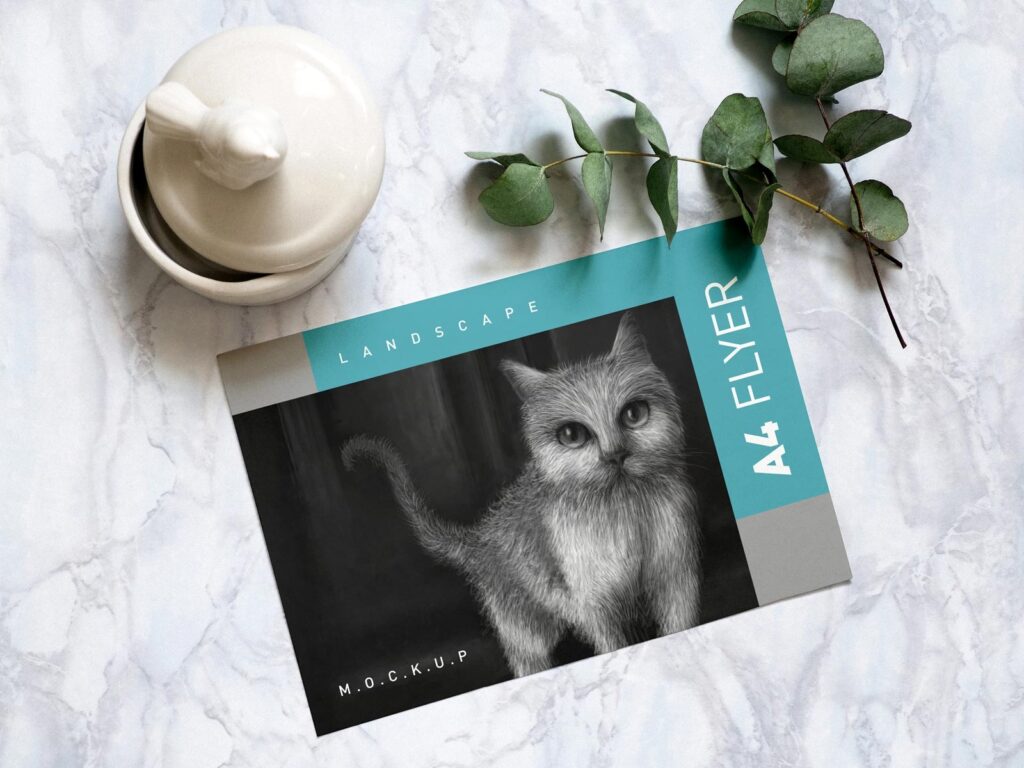 Top View of a Landscape A4 Flyer Mockup