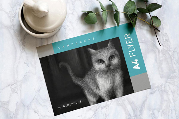 Top View of a Landscape A4 Flyer Mockup
