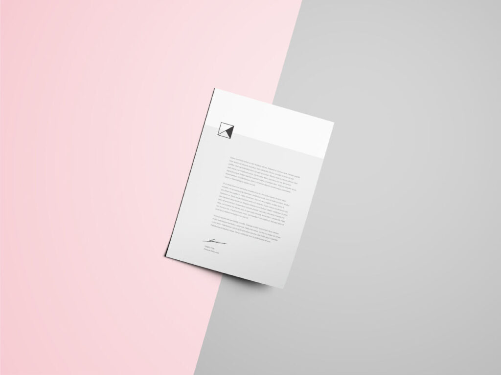 Top View of a Letterhead Mockup