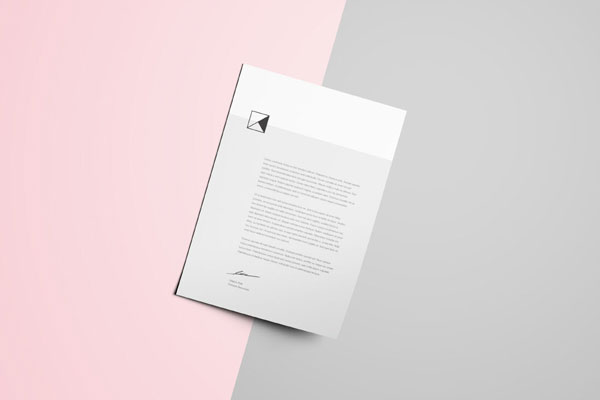 Top View of a Letterhead Mockup