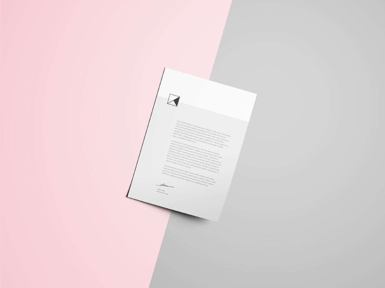 Top View of a Letter Head Mockup FREE PSD
