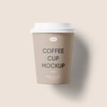 Top View of a Lidded Paper Coffee Cup Mockup