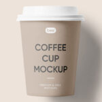 Top View of a Lidded Paper Coffee Cup Mockup