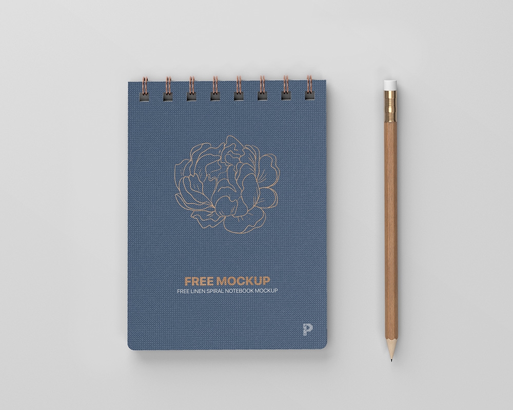 Top View of a Linen Spiral Notebook Mockup