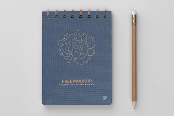 Top View of a Linen Spiral Notebook Mockup