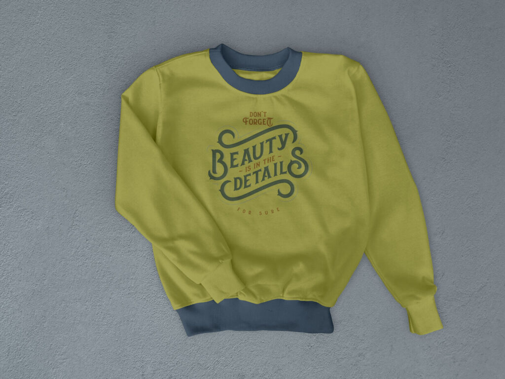 Top View of a Long-Sleeved Crew Neck Sweatshirt Mockup