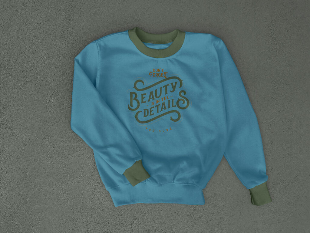 Top View of a Long-Sleeved Crew Neck Sweatshirt Mockup
