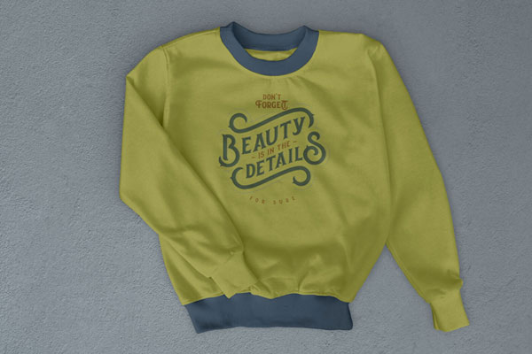 Top View of a Long-Sleeved Crew Neck Sweatshirt Mockup
