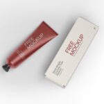 Top View of a Matte Metallic Tube and Its Packaging Box Mockup