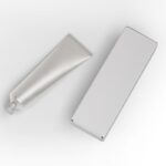 Top View of a Matte Metallic Tube and Its Packaging Box Mockup