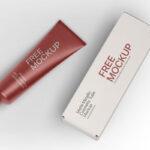 Top View of a Matte Metallic Tube and Its Packaging Box Mockup
