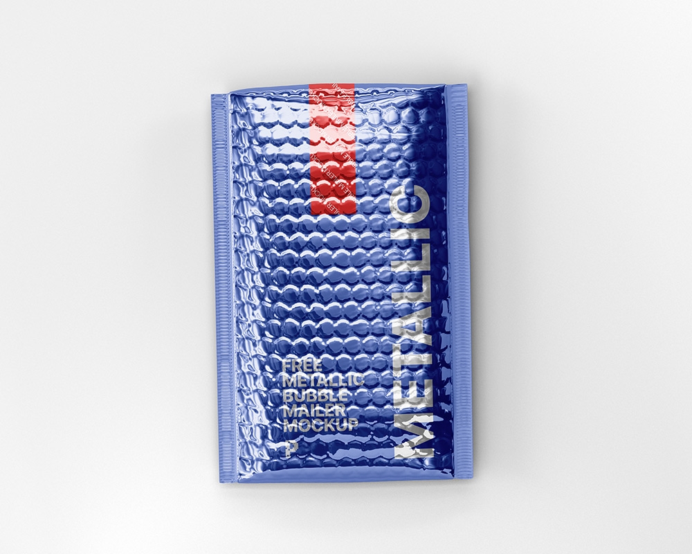 Top View of a Metallic Bubble Mailer Mockup