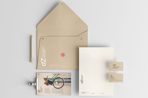 Top View of a Minimal Six Items Stationery Mockup