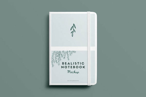 Top View of a Notebook with Curved Edges Mockup