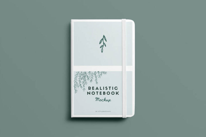Top View of a Notebook with Curved Edges Mockup