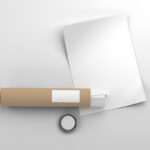 Top View of a Poster with Paper Tube and Its Lid Mockup