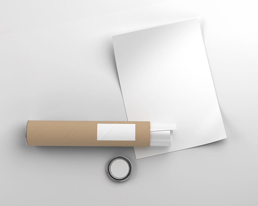 Top View of a Poster with Paper Tube and Its Lid Mockup