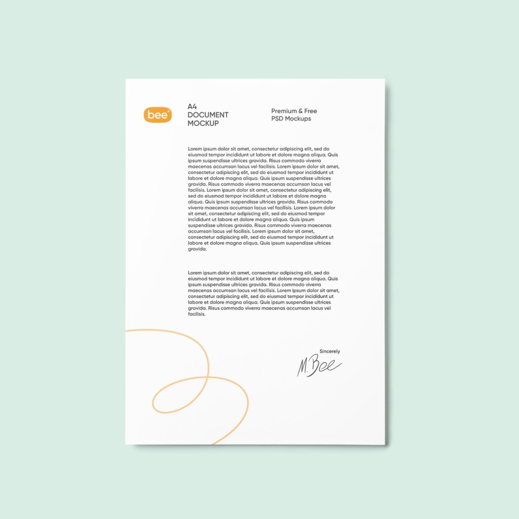 Top View of a Realistic A4 Document Mockup