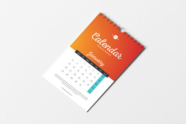Top View of a Realistic Mural Branding Calendar Mockup
