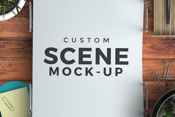 Top View of a Realistic Stationery Scene Creator Mockup