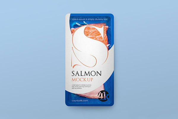 Mockup of Food Packaging Containing Fish Top View