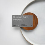 Top View of a Rectangular Business Card Mockup