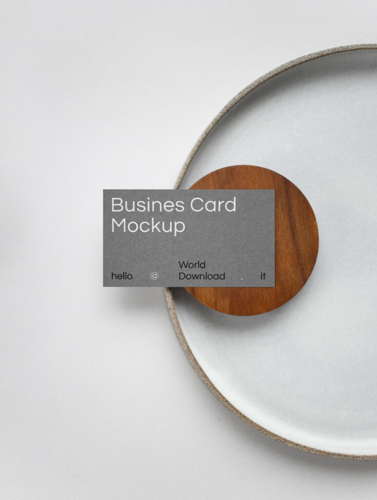Top View of a Rectangular Business Card Mockup