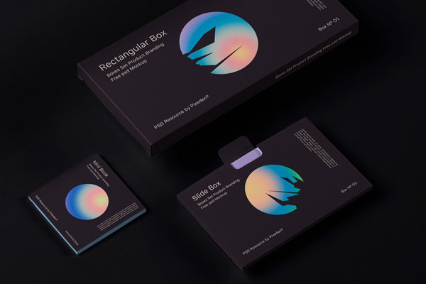 Top View of a Set of 3 Rectangular and Square Box Mockups