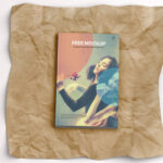 Top View of a Softcover Book on a Wrinkled Paper Mockup