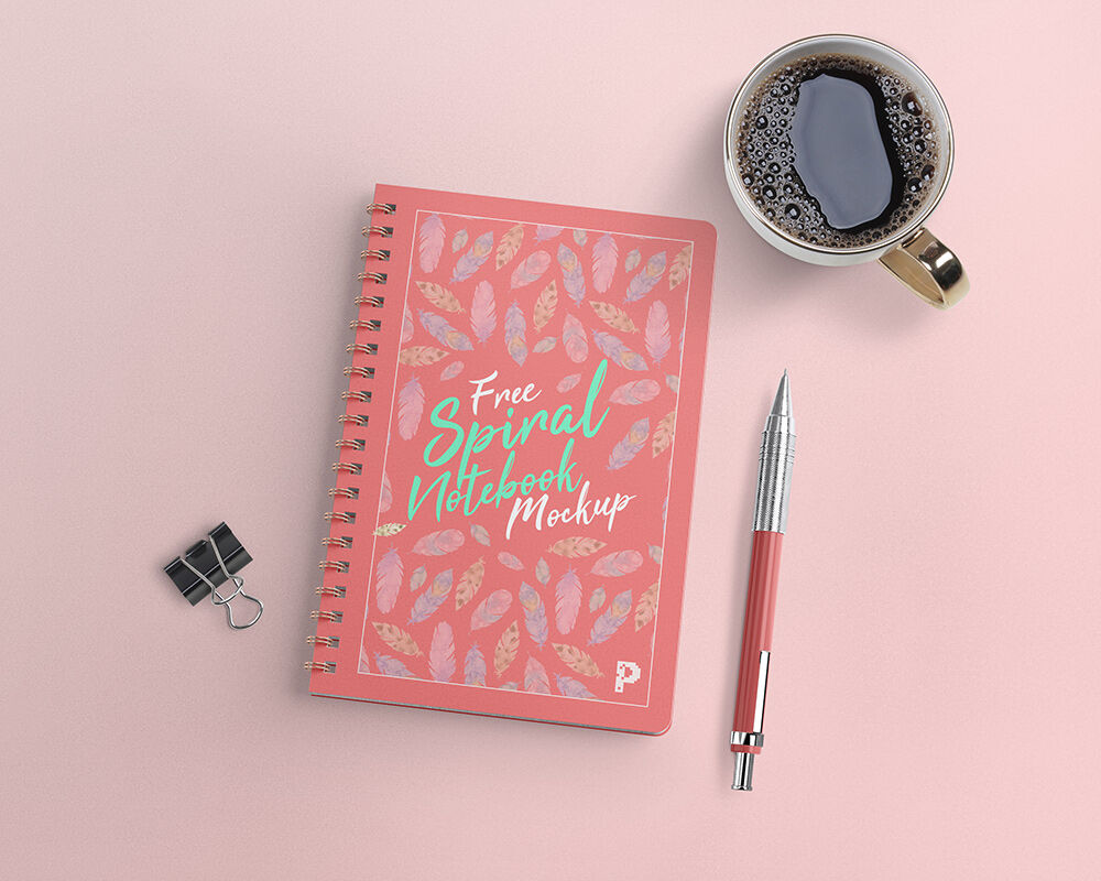 Top View of a Spiral Notebook Mockup