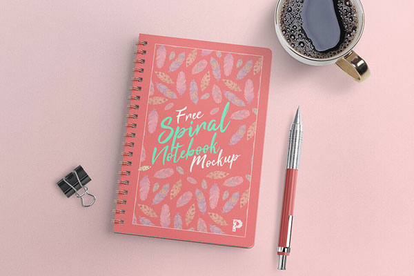 Top View of a Spiral Notebook Mockup