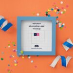 Top View of a Square Framed Poster Mockup
