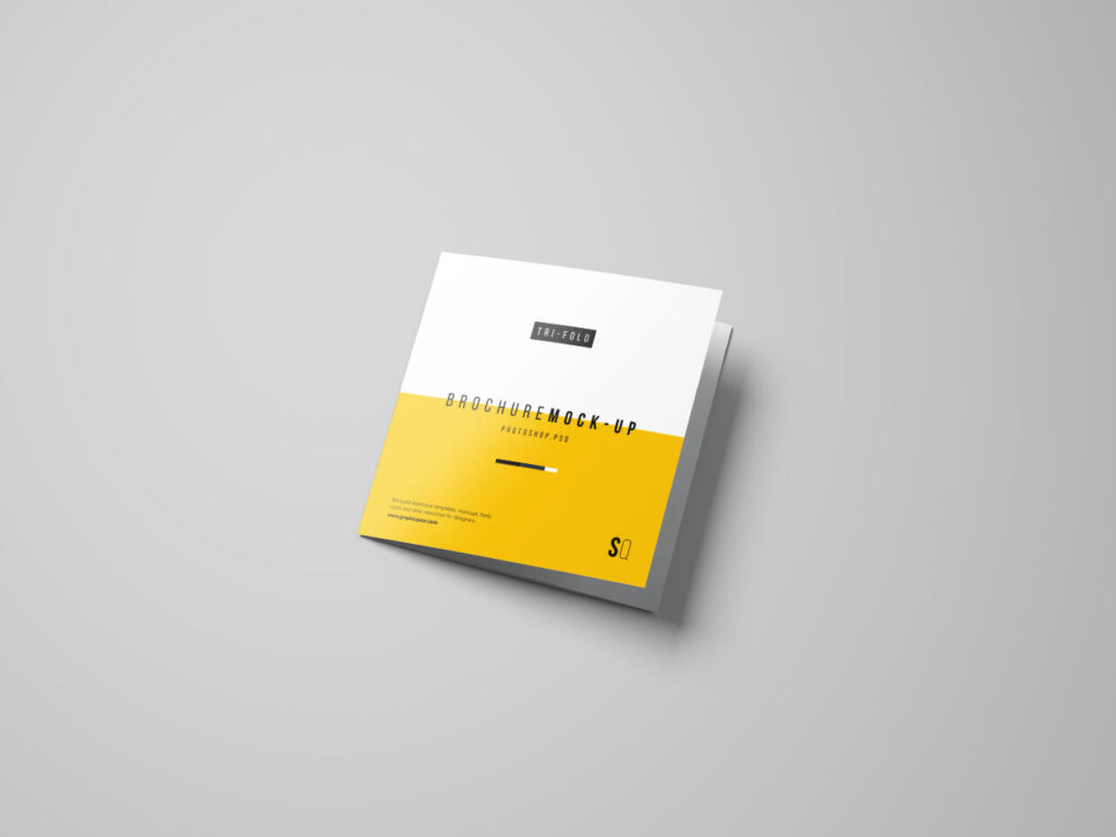 Top View of a Square Tri-Fold Brochure Mockup Set