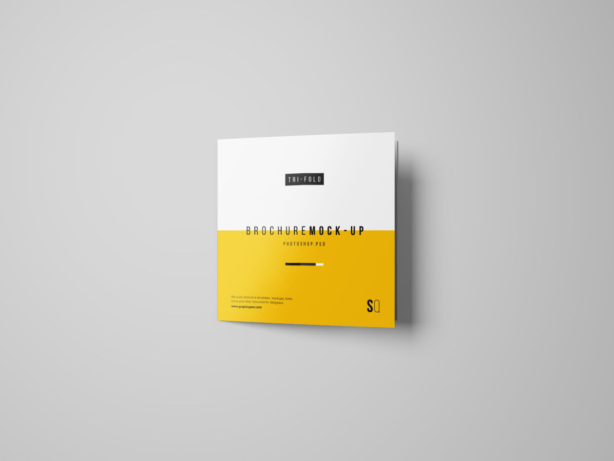 Top View of a Square Tri-Fold Brochure Mockup Set FREE PSD