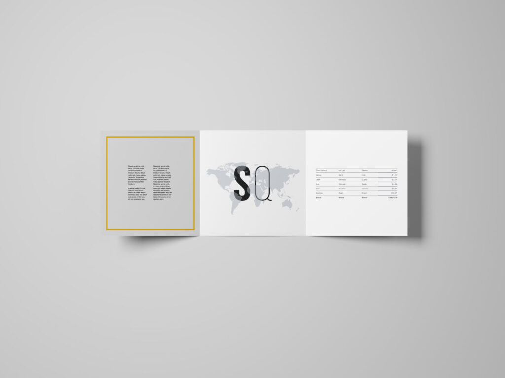 Top View of a Square Tri-Fold Brochure Mockup Set