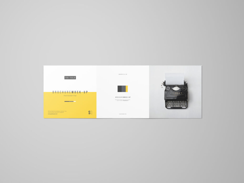 Top View of a Square Tri-Fold Brochure Mockup Set
