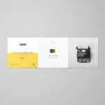 Top View of a Square Tri-Fold Brochure Mockup Set