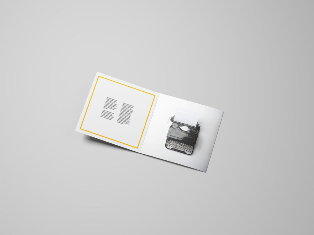 Top View of a Square Tri-Fold Brochure Mockup Set