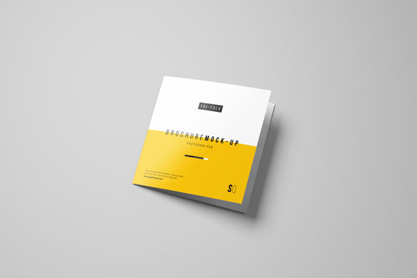 Top View of a Square Tri-Fold Brochure Mockup Set