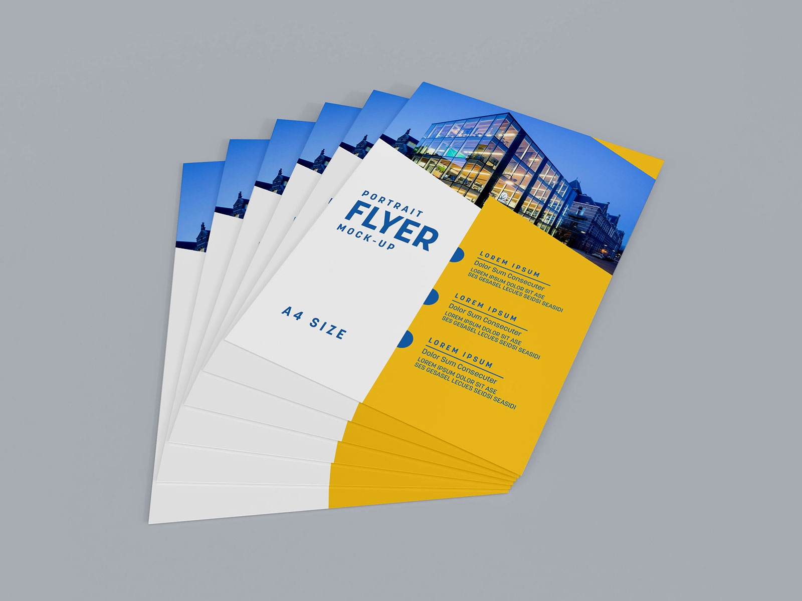 Top View of a Stack of A4 Flyers Mockup FREE PSD