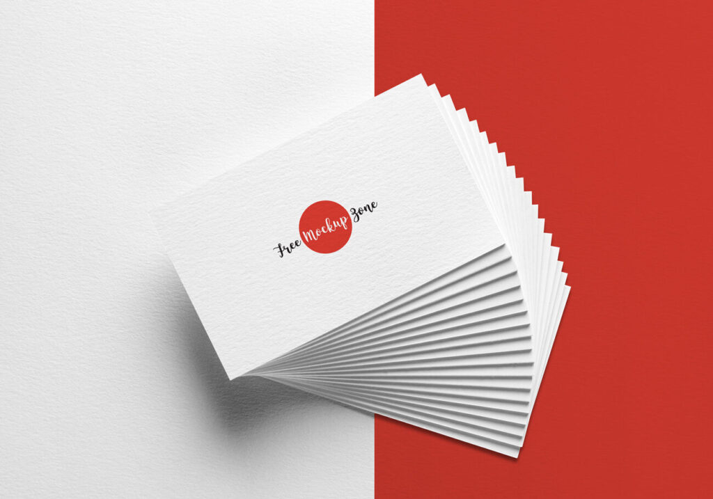 Top View of a Stack of Business Cards Mockup