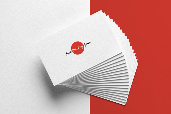 Top View of a Stack of Business Cards Mockup