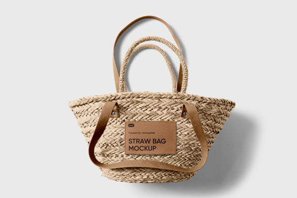 Top View of a Straw Bag Mockup