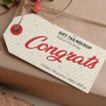 Top View of a Stringed Gift Tag Mockup
