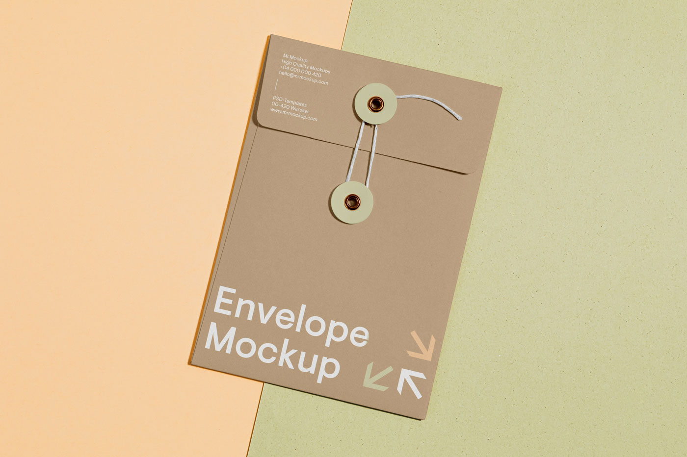 Top View of a Thread and Pin Craft Envelope Mockup FREE PSD