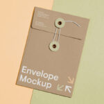 Top View of a Thread and Pin Craft Envelope Mockup