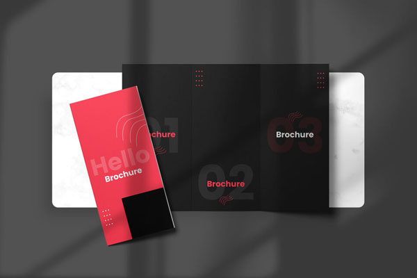 Top View of a Tri-Fold Brochure with Its Folded Look Mockup