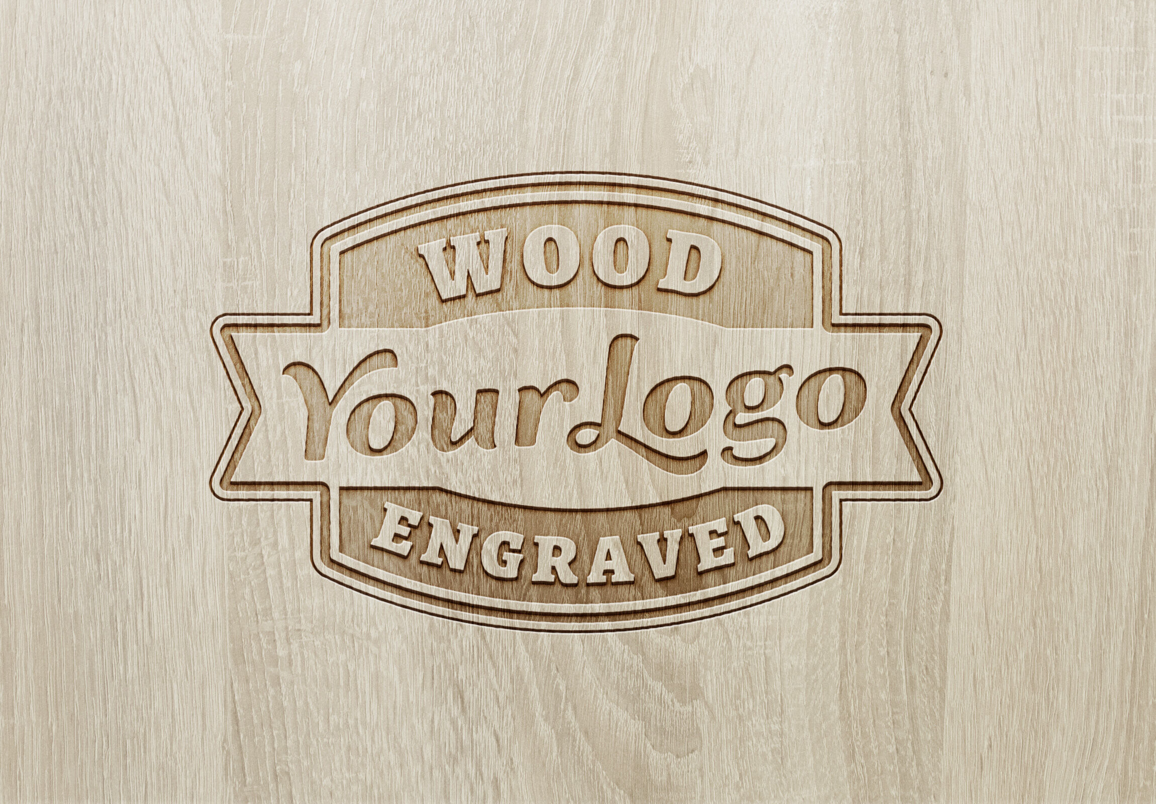 Top View of a Wood Engraved Logo Mockup FREE PSD